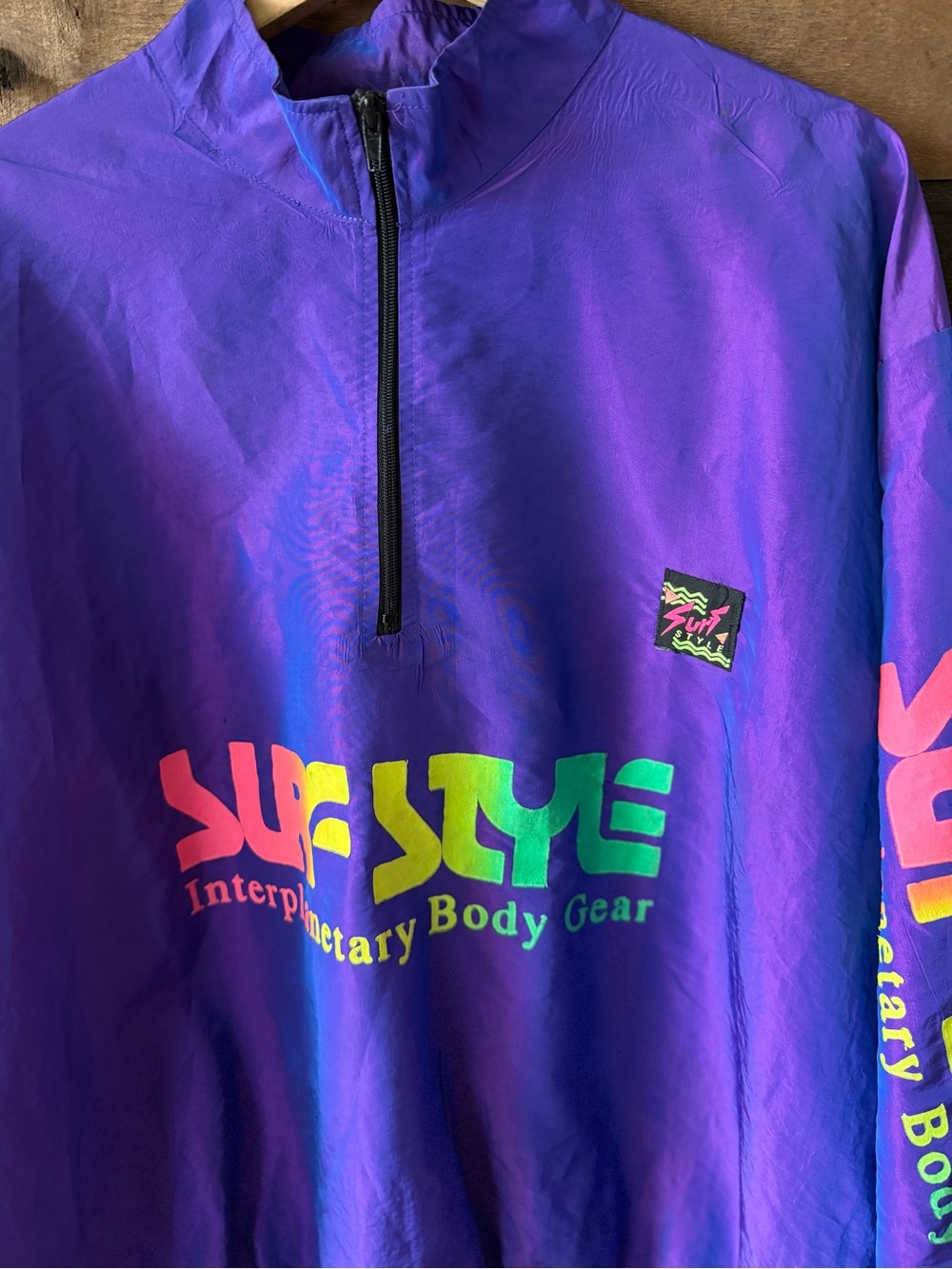 Vintage 90s Surf Style Interplanetary Body Gear Windbreaker Half Zip Jacket USA - Picture 11 of 12